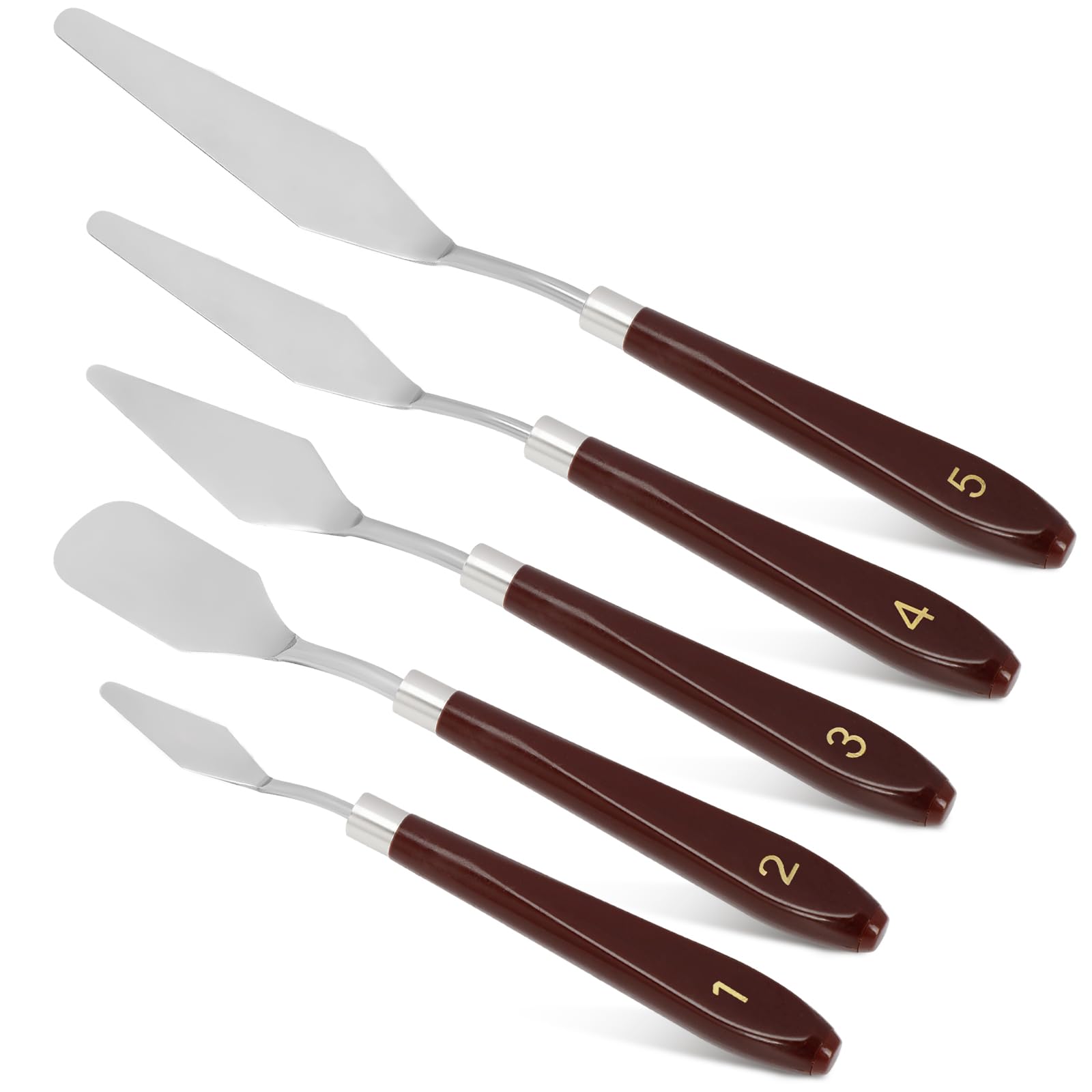 Cake Cream Spatula 5 Pcs Stainless Steel Cake Spatula with Frosting Baking Pastry Tool Mixing Set Cake Icing Oil Painting Decorating Cream Toner Tool for Cake Fondant Chocolate