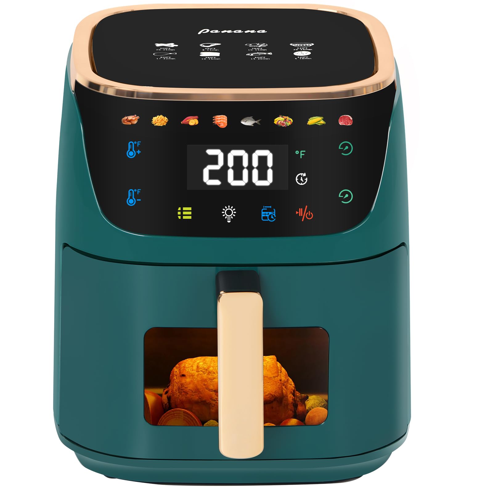 Panana 8QT Large Air Fryer Compact, 8 Preset Menus Airfryer, One-Touch Digital Control Presets, Touchscreen Display, Dishwasher Safe, Nonstick, Fit for Family (Green)