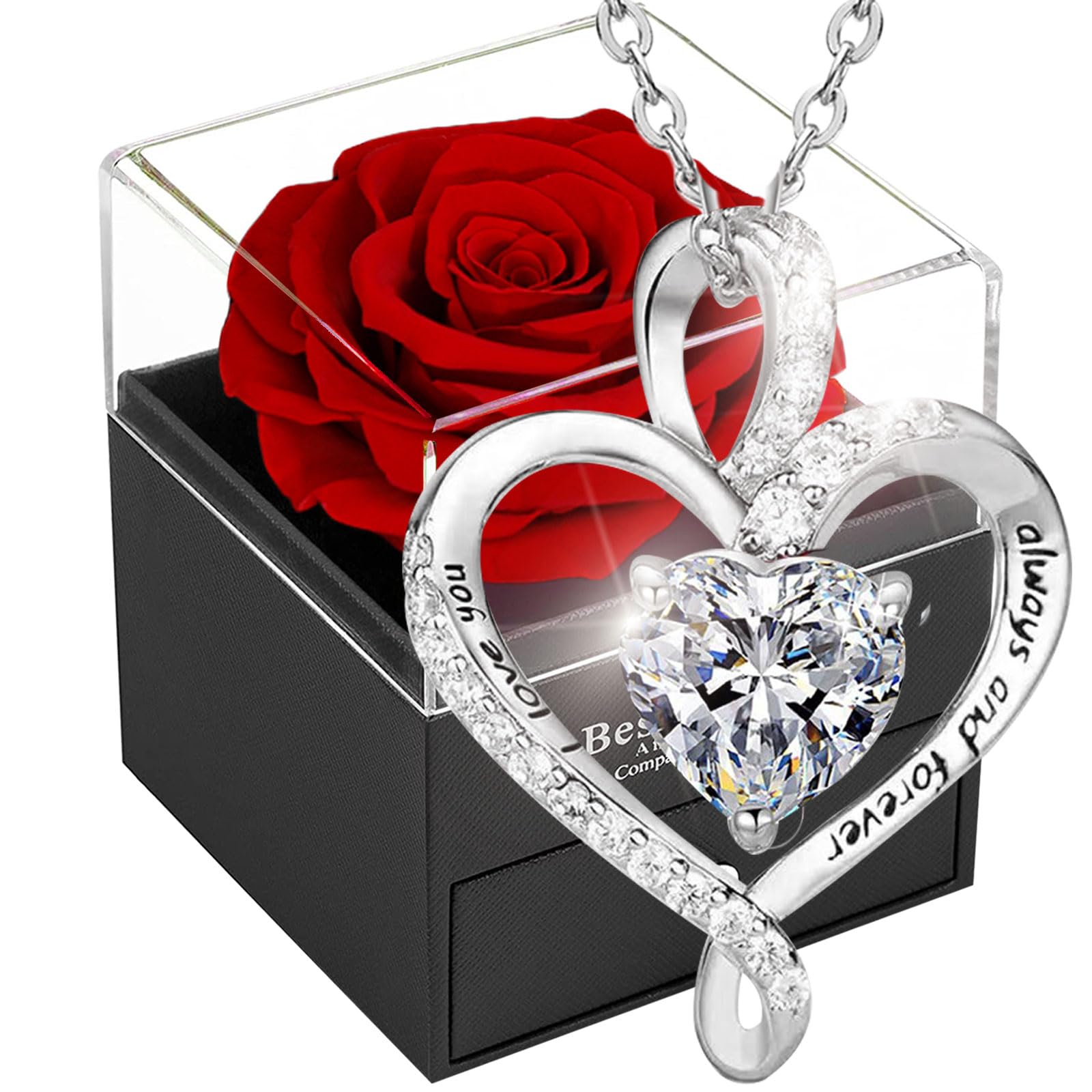Forever Red Rose Gift Box,Eternal Flower, Preserved Rose, Infinity Real Rose Gift for Girlfriend, Women, Mom, Wife on Christmas, Valentine's Day, Mother's Day, Birthday, Anniversary, Thanksgiving