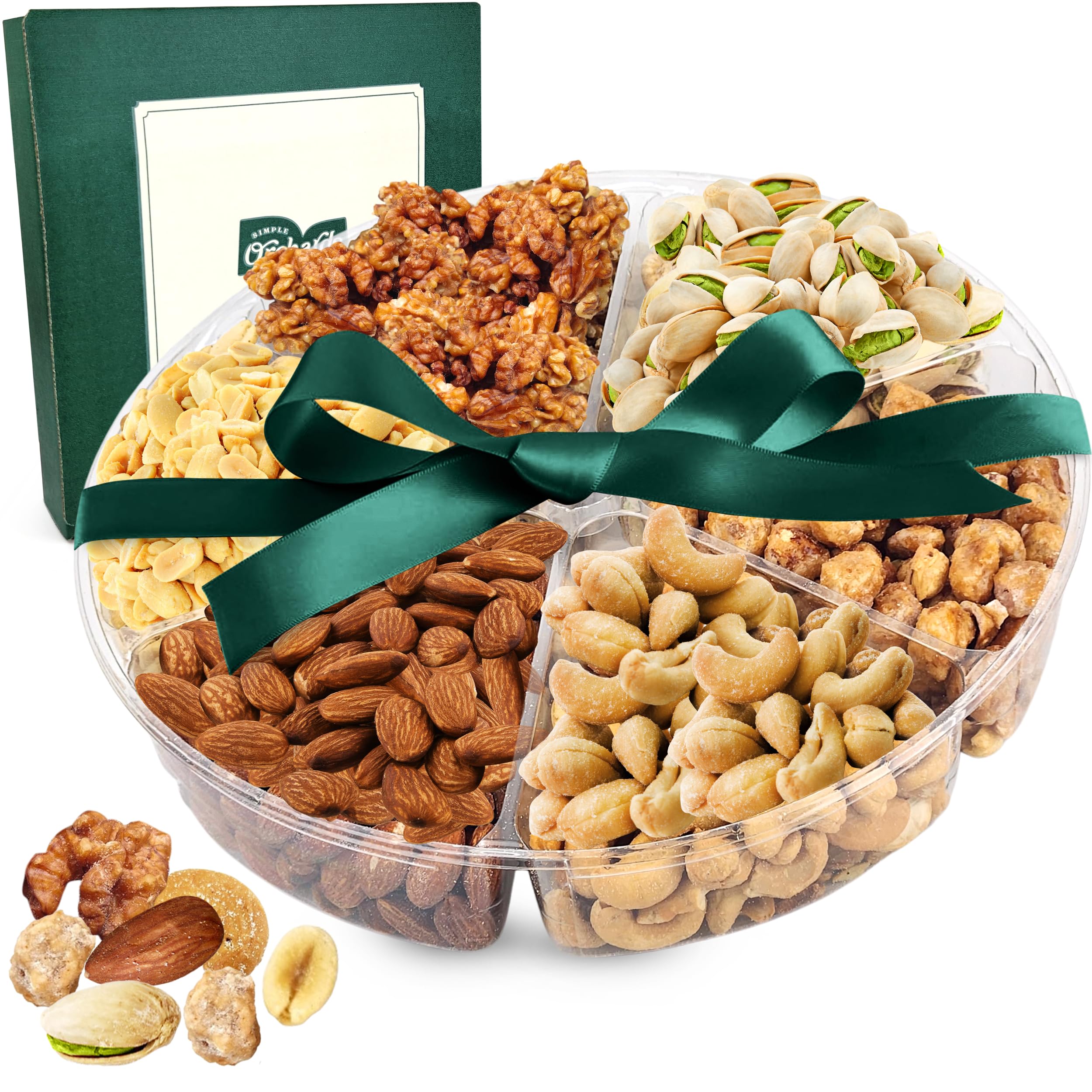 Holiday Nuts Gift Basket - Nuts Gift Basket Platter With a Variety of Freshly Roasted Nuts - Beautifully Packaged Gift for Birthday, Sympathy Easter. (6 Sectional Ultimate)