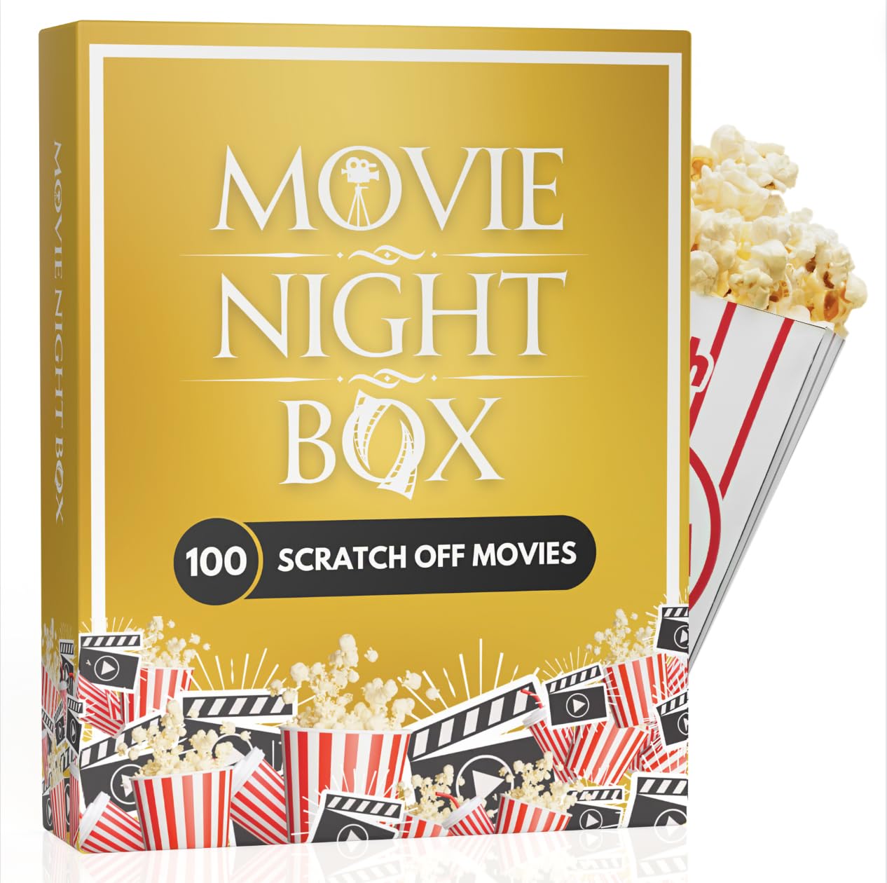 Movie Night Box: Top 100 Scratch-Off Movies & Hidden Gems - 10 Diverse Color-Coded Movie Genres - Interactive Game for Couples, Family, or Solo Entertainment - Gifts for Movie Lovers, Him, Her