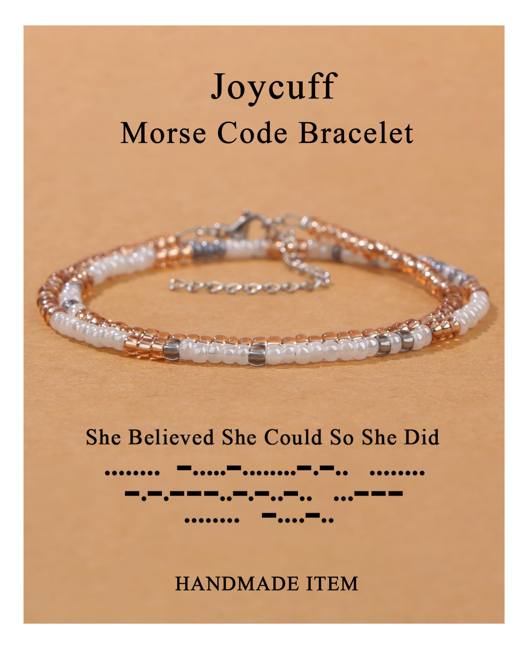 JoycuFF Inspirational 𝐌𝐨𝐫𝐬𝐞 𝐂𝐨𝐝𝐞 𝐁𝐫𝐚𝐜𝐞𝐥𝐞𝐭𝐬 for Women Funny Jewelry Birthday Valentines Gifts for Her Mother Aunt Daughter Sister Best Friend Bead Wrap Bracelets Adjustable