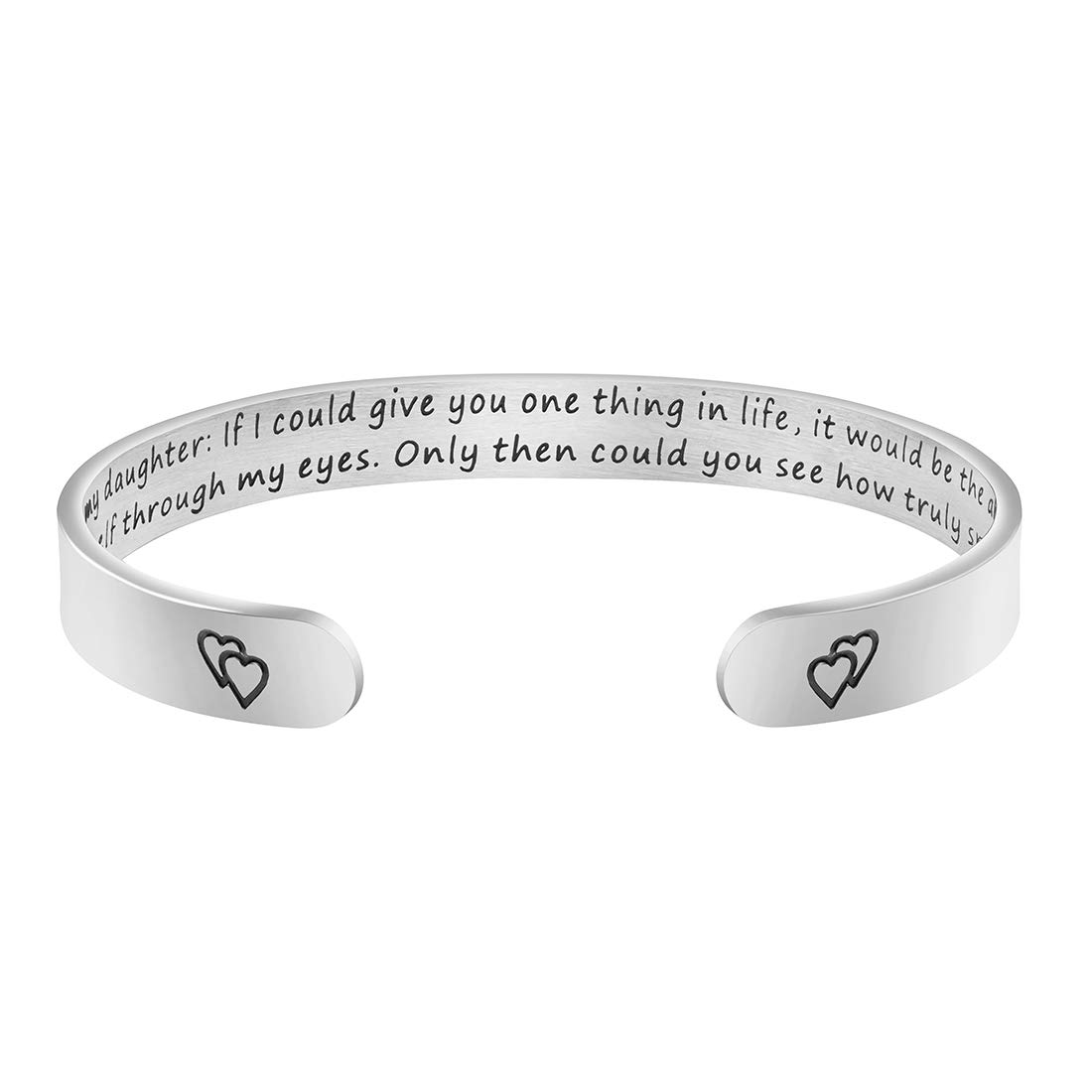 Daughter Mother Bracelets Wide Cuff Bangle Message Engraved Christmas Gifts for Her