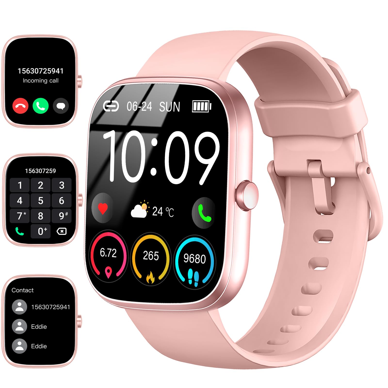 Smart Watch for Women, 2025 HD 1.91" Smartwatch (Answer/Make Call), 112+ Sports Modes Fitness Activity Tracker, Calories/Heart Rate/Sleep Monitor, IP68 Waterproof Step Counter for Android iOS, Pink