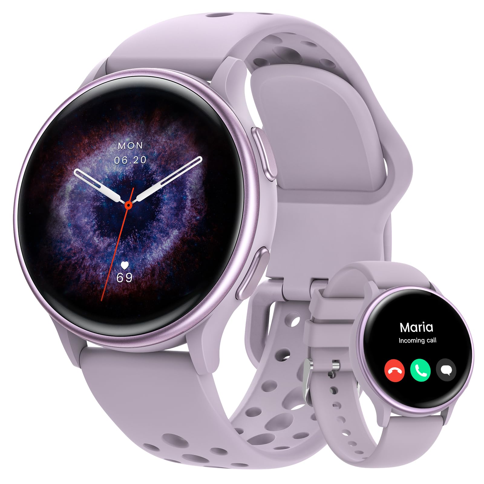 Smart Watches for Women, 42mm Smart Watch with 400+ Watch Face, 70+ Sport Modes, 24/7 Heart Rate, Sleep Monitor, Answer/Make Calls, Waterproof Activity Fitness Tracker for Android & iPhone (Purple)