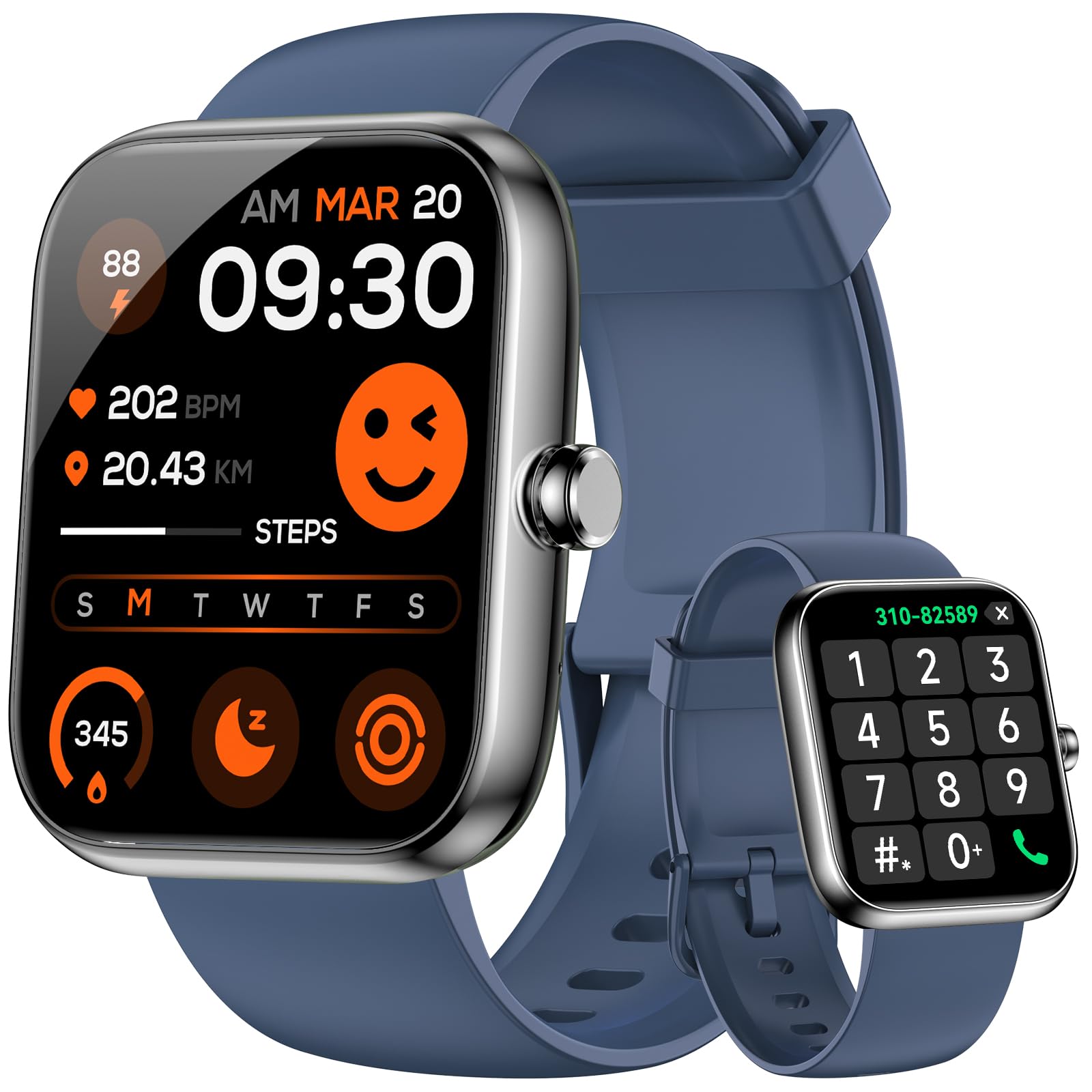 Smart Watch for Men Women, Alexa Built-in Fitness Tracker with Call Function & 1.83" HD Touchscreen, Heart Rate/Sleep Monitor, 100 Sport Modes, IP68 Waterproof, iOS Android Compatible