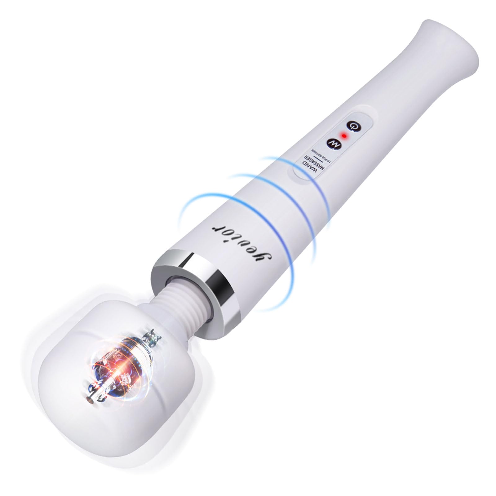 YEVIOR Cordless Personal Electric Massager with 10 Powerful Pulse Settings, Rechargeable Handheld Back Massager for Deep Muscles Pain Relief (White)