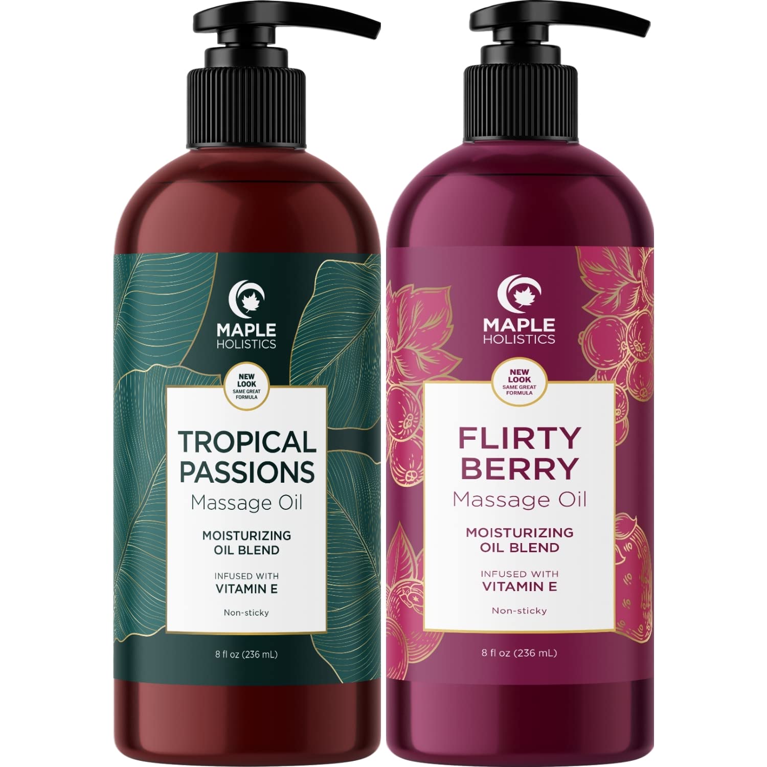 Scented Sensual Massage Oil for Couples - Tropical and Berry Full Body Massage Oils with Jojoba Coconut and Sweet Almond Oil with Sweet Aromas for Special Moments - Non GMO Gluten Free and Vegan
