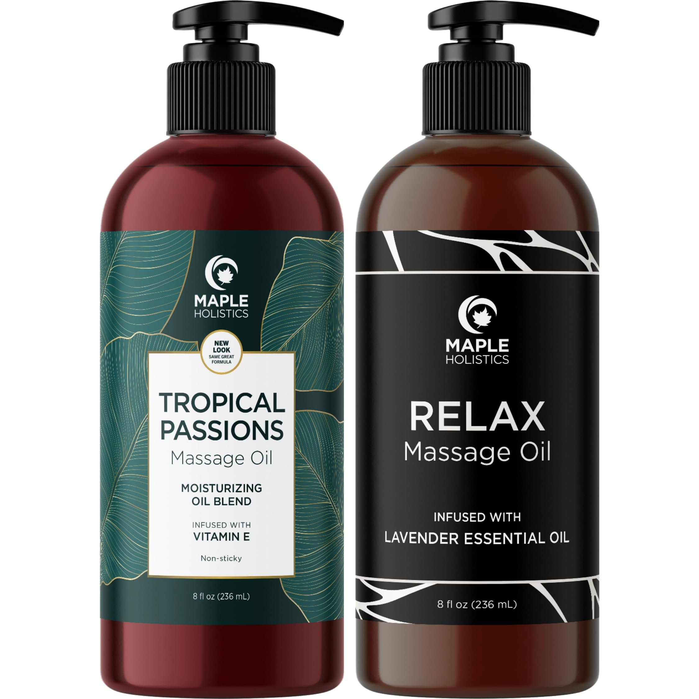 Scented Sensual Massage Oil for Couples - Tropical Full Body Massage Oil with Jojoba Coconut and Sweet Almond Oil Plus Relaxing Massage Oil with Lavender Oil - Non GMO Gluten Free and Vegan