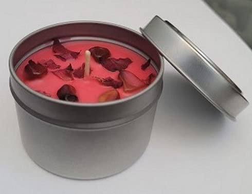 Red Ruby Rose Candle-1 Pack (4.5 Oz)-Rose Scented Candle-Relaxing and Calming Candle-Natural Soy Wax Candle-Essential Oil Infused with Dried Red Rose Petals and Ruby Crystals-Gift for Men and Women