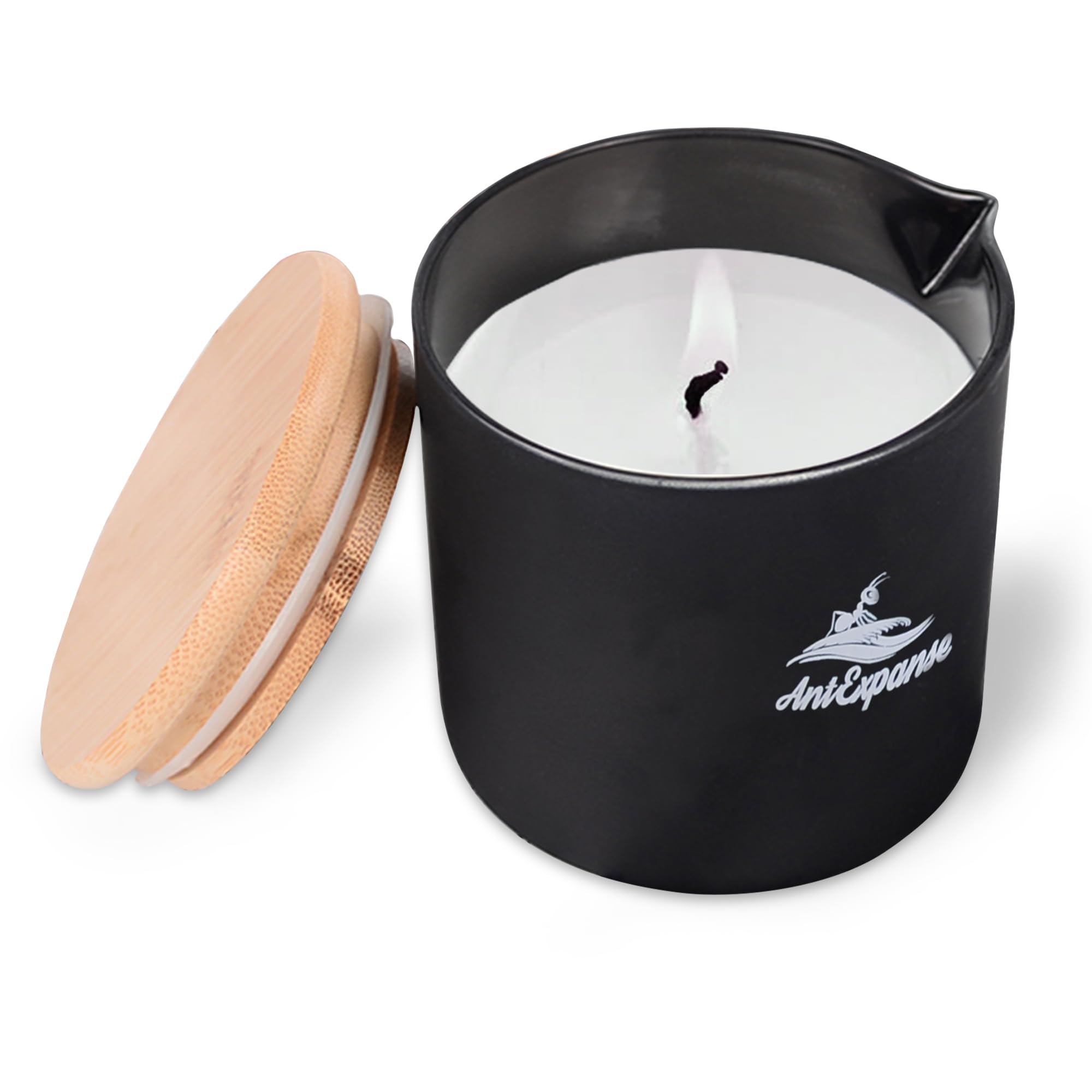 Soy Massage Oil Candle, 8.8OZ Low Temp Vanilla in Frosted Black Glass, Moisturizing Essential Oil Body Massage for Home & Spa, Skin Treatment Wax (Classic Vanilla)