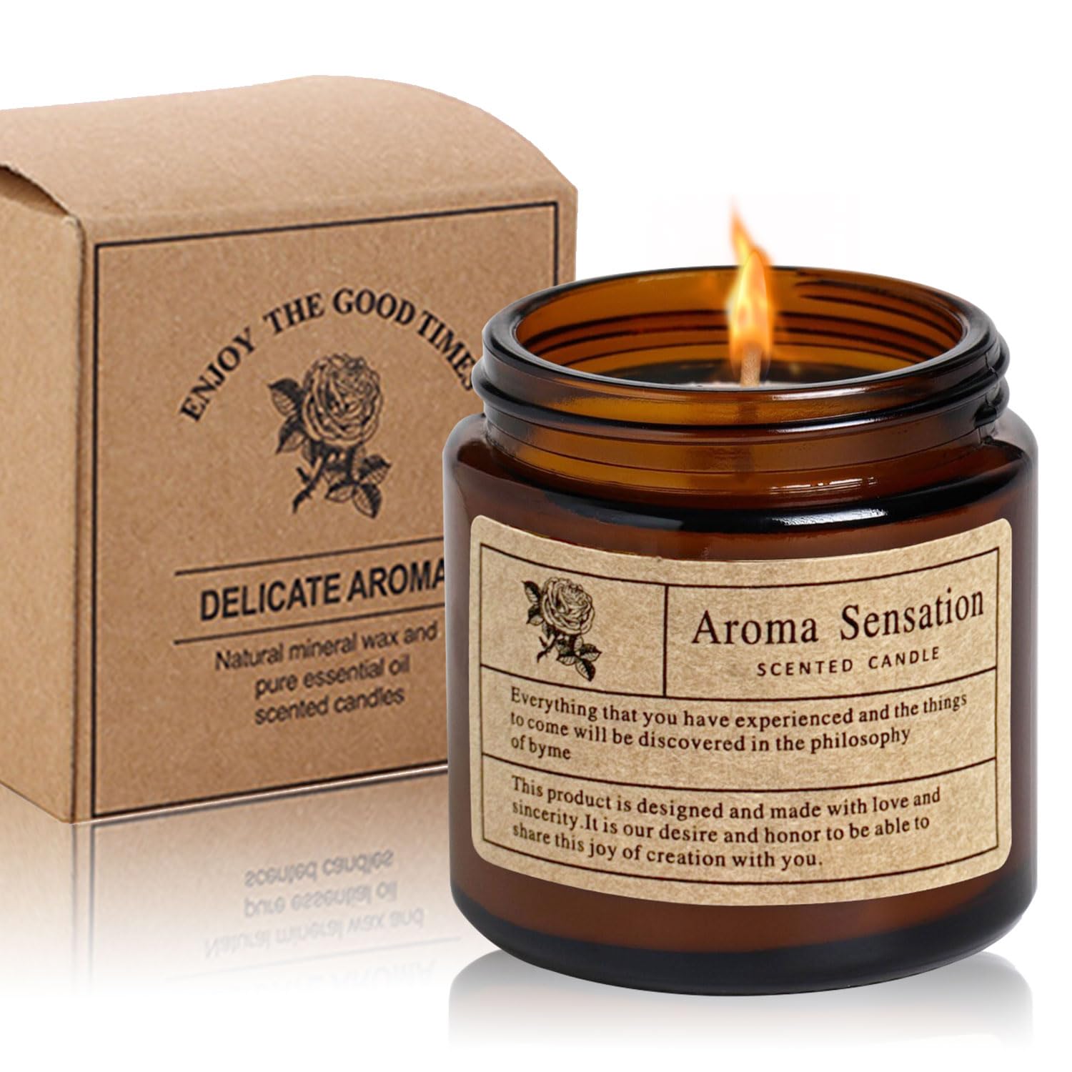 Teebacco Rose & Ebony Scented Candle - Aromatherapy, Non Toxic, Soy Wax for Home, Men Women Spa Yoga Massage, Cute Candle for Housewarming Gift - 3 oz