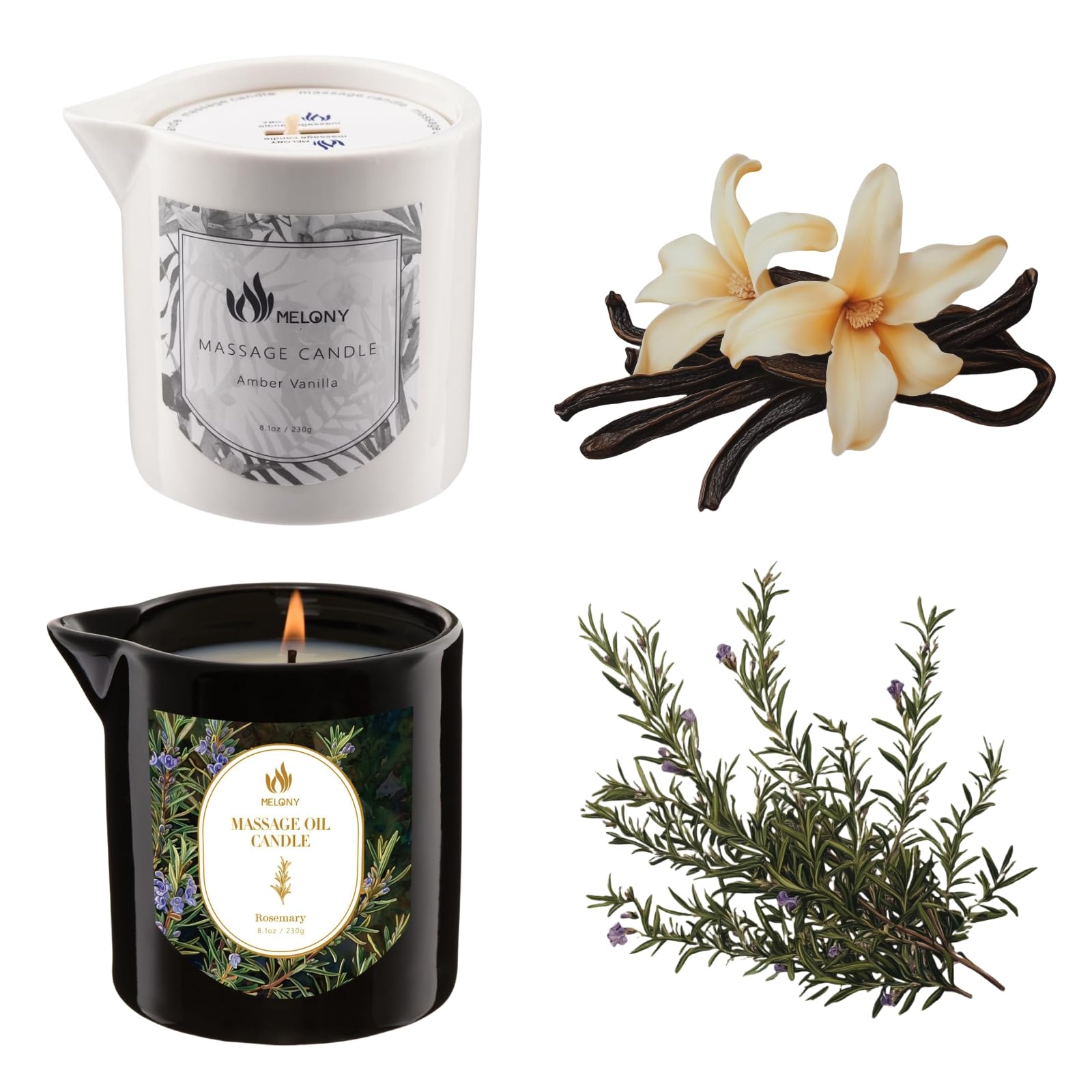 Massage Candles Amber Vanilla & Rosemary