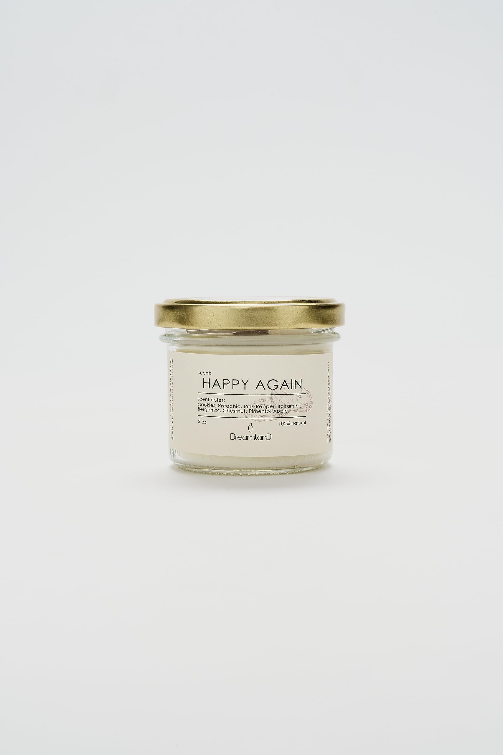 Scented Jar Candle - Crackling Wooden Wick Candles - Handcrafted Candle with Natural Soy Wax and Essential Oil - Strong Scented Candle Gift - Coconut Aromatherapy Candles for Home Decor (Happy Again)