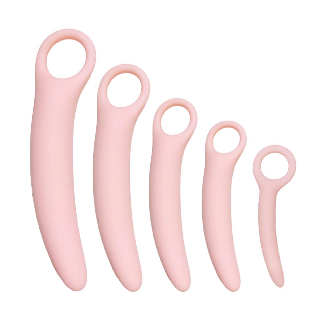 QoQiu 5-Pack Silicone Pelvic Floor Muscle Dilator Trainer Set，Pelvic Wand Massager for Women，Pelvic Floor Muscle Trainer, Pelvic Floor Strengthening Device (with Storage Bag)