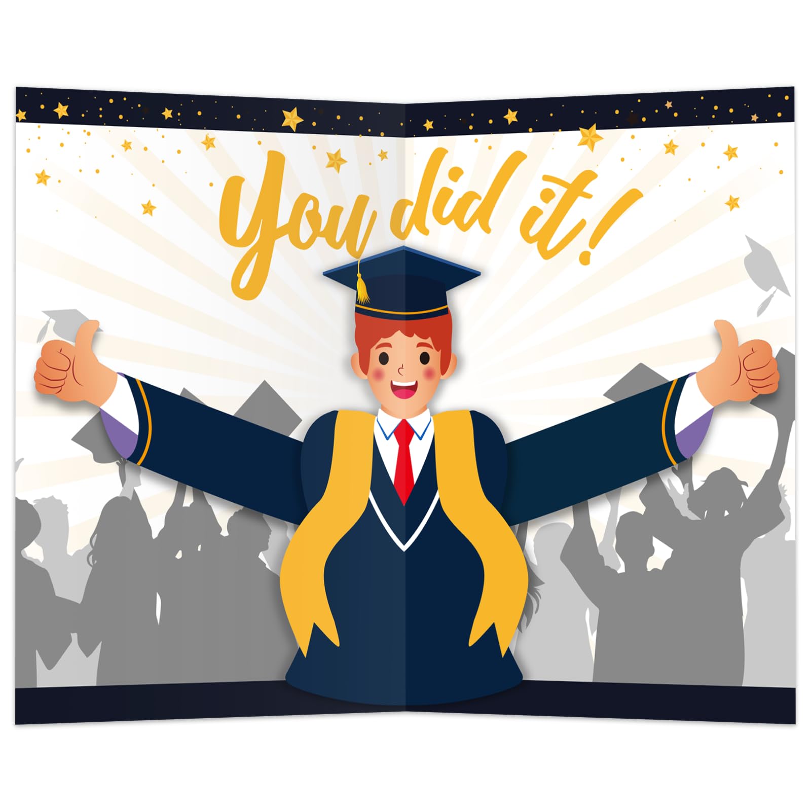 Pop Up Graduation Cards - 2025 High School College 3D Graduation Gift Card - Congratulations Cards for Him or Her and All Class of 2025 Graduates - You Did It