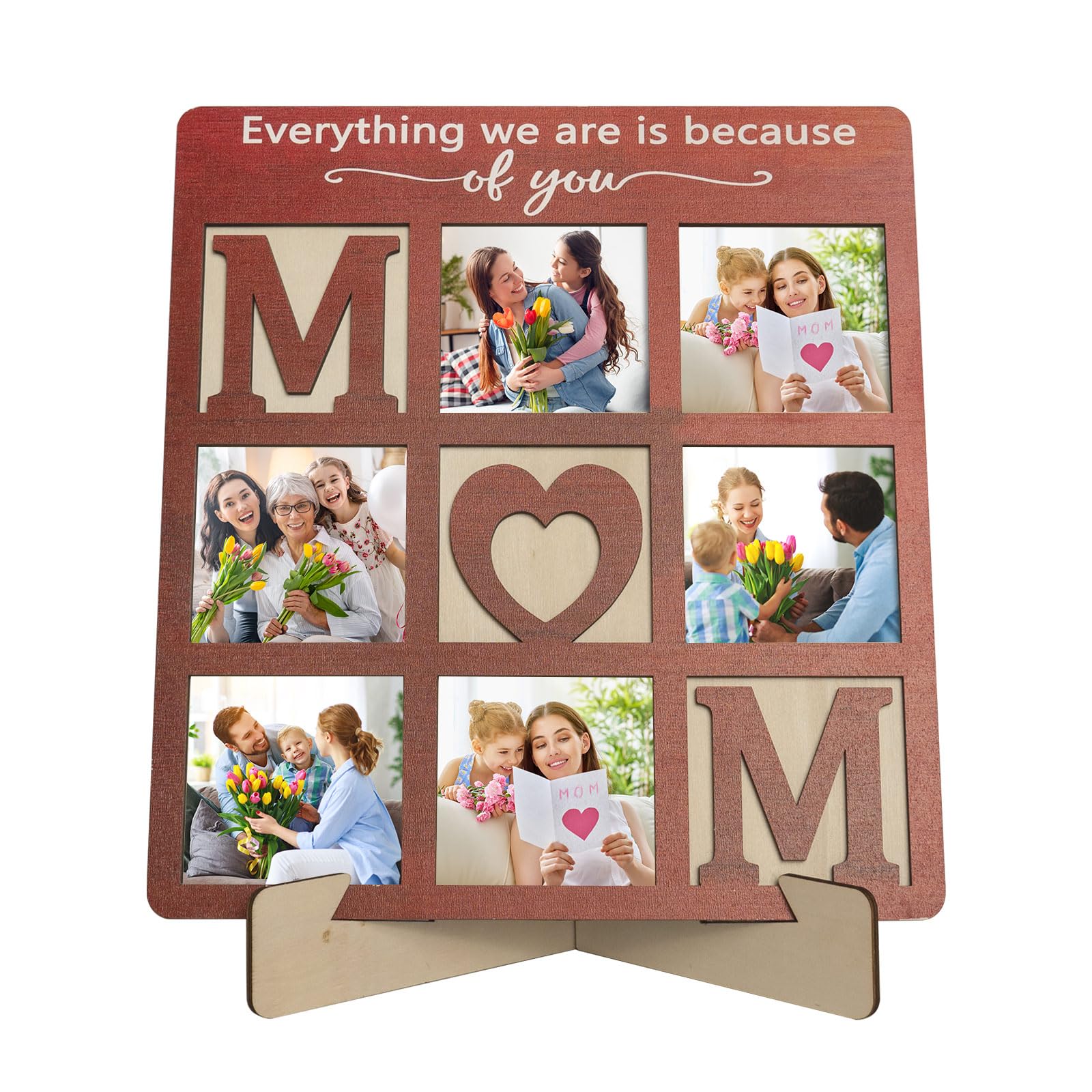 Wooden Mom Picture Frame Decor, Mothers Day Photo Frame, Mommy Birthday Gifts for Daughter Son, Table Shelf Desk Decorations Home